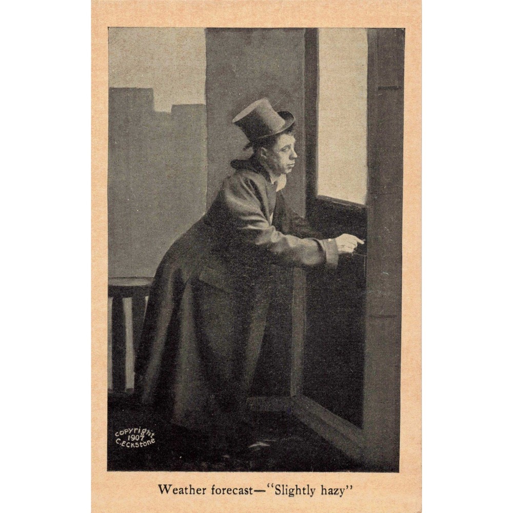 1907 C Eckstone Antique Humorous Postcard Weather Forecast Slightly Hazy VG - Picture 1 of 2